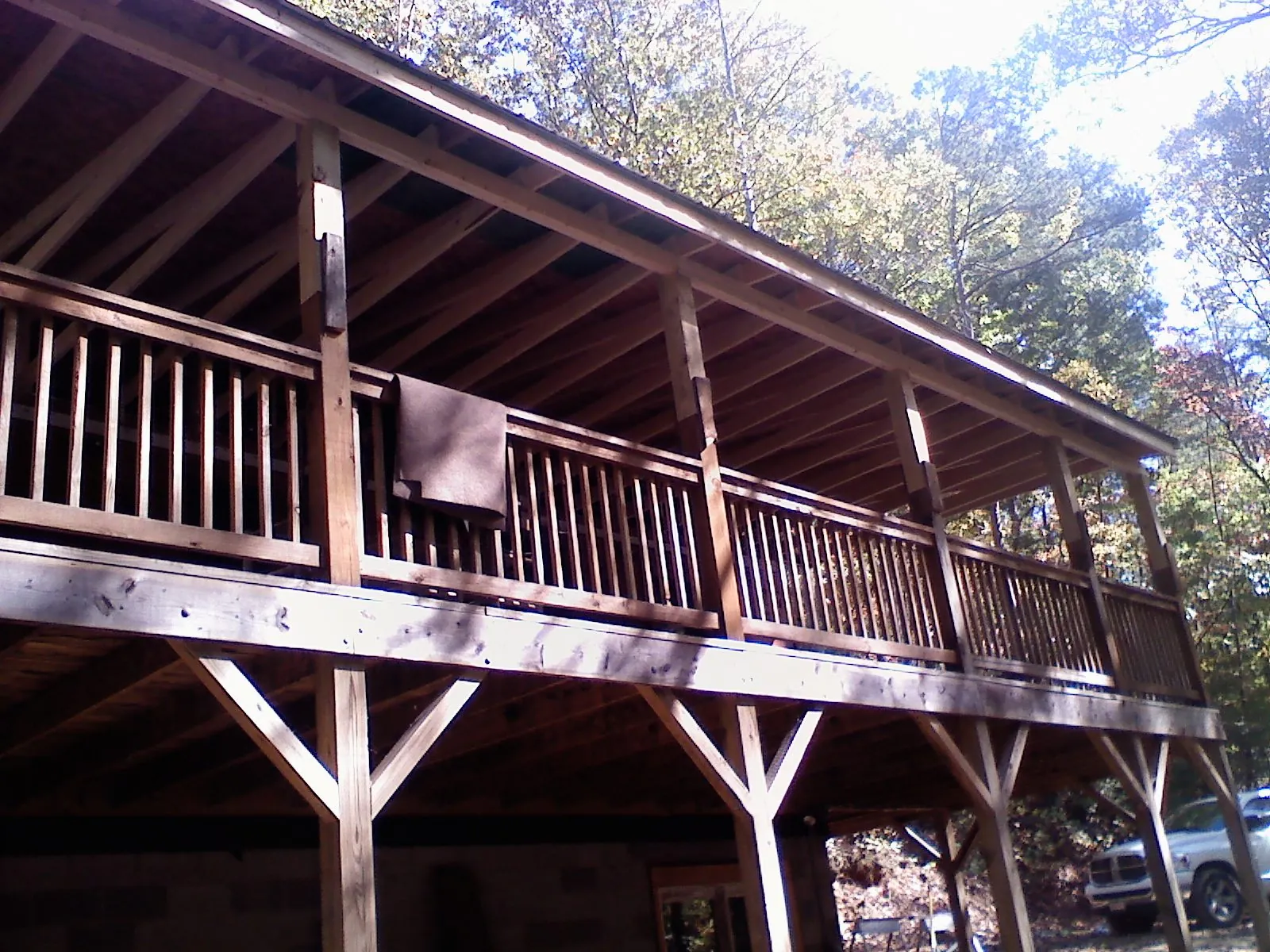 Timber framing under a new elevated porch and deck — Roof Leak Repair in Spartansburg by Roofing Brothers